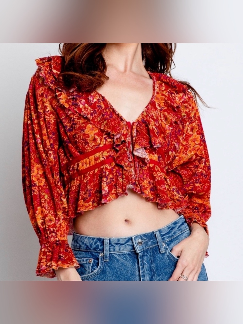 Free People Rudi Ruffle Top sz m